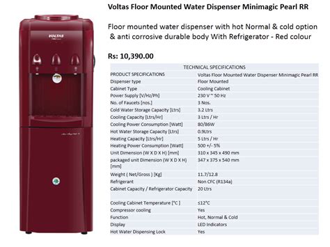 Voltas Floor Mounted Water Dispenser Minimagic Pearl Rr At Rs