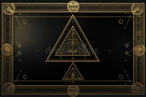 An Image Of A Black And Gold Triangle On A Black Background Stock