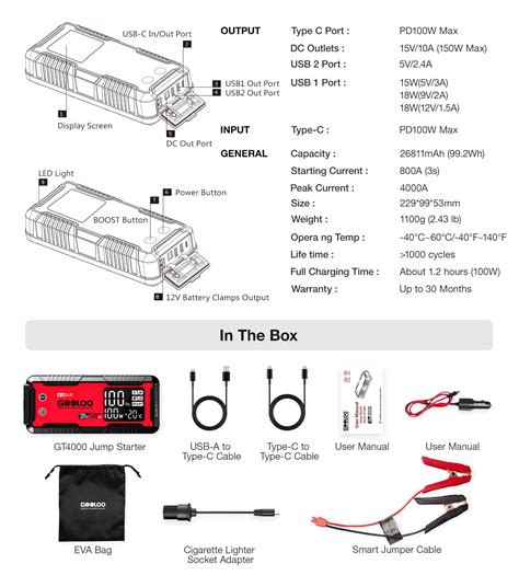 GOOLOO GT4000 Jump Starter with EVA Box - GOOLOO