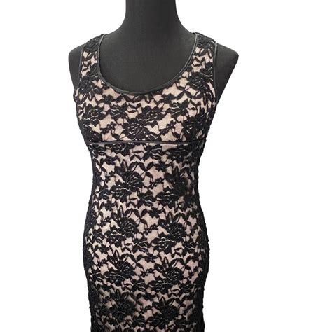 Windsor Black Lace Nude Sheath Evening Dress S Prom F Gem