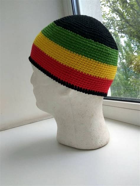 Rasta Punk Crochet Hat Bob Marley Hat Skullcap Cotton Kufi Mens Short