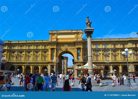 Piazza Della Repubblica Republic Square in Florence, Italy. Editorial Stock Image - Image of ...