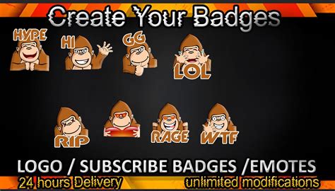 Gorilla Twitch Sub Badges Gorilla Twitch Emotes Gorilla Etsy