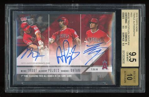 大谷翔平 MIKE TROUT ALBERT PUJOLS 10枚限定直筆サイン2018 TOPPS NOW 赤版 AUTO 04 10 RC