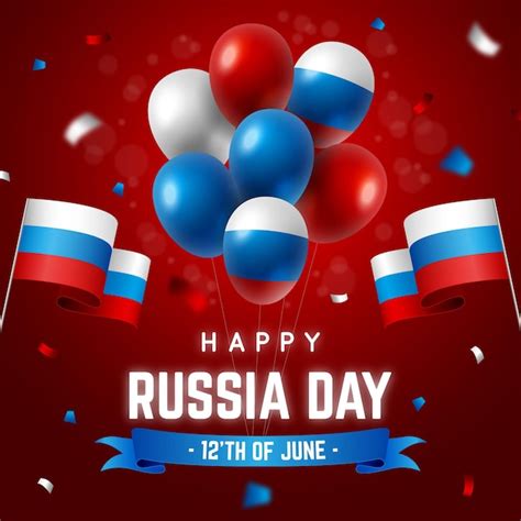 Free Vector Realistic Russia Day Background With Balloons