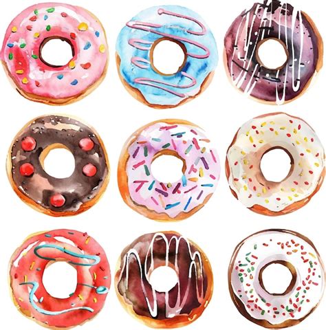 Premium Vector Watercolor Donut Clipart