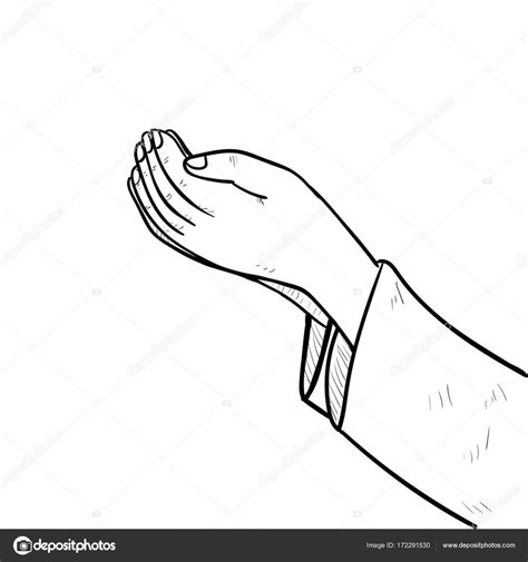 Hand Drawing Muslim Hand Praying Vector Illustration Stock Vector Image