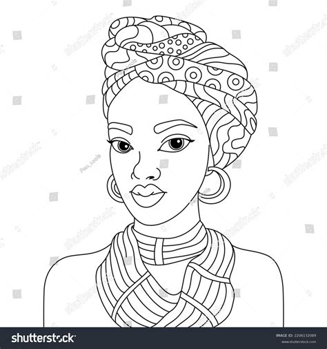 African Black Woman Turban Head Wrap Stock Vector (Royalty Free ...