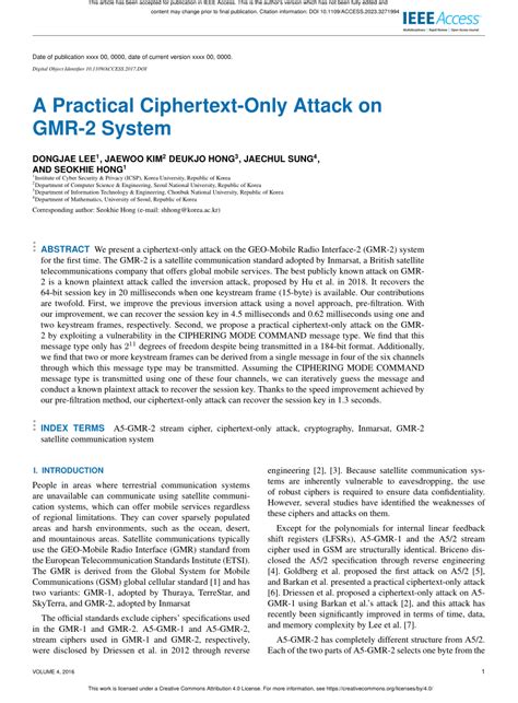 (PDF) A Practical Ciphertext-Only Attack on GMR-2 System