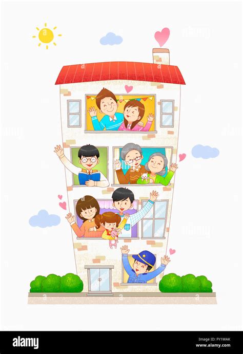 Illustration representing happy community Stock Photo - Alamy