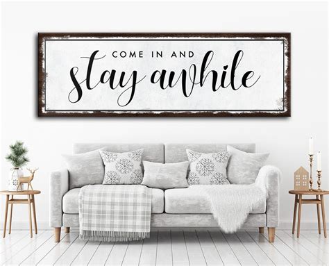 Stay Awhile Sign Stay Awhile Canvas Sign Living Room Signs - Etsy