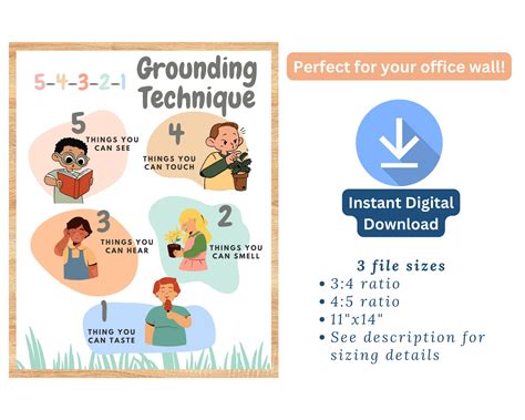 54321 Grounding Exercise For Kidstherapy Office Artmental Health Art