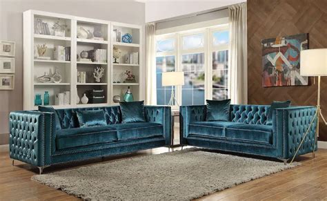 Gillian Teal Green Velvet Sofa Set - KFROOMS