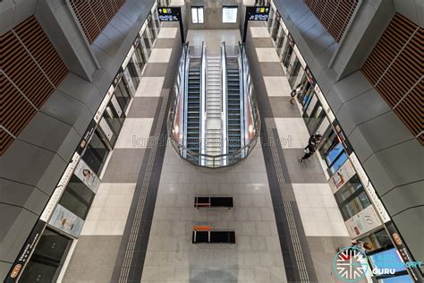 Stevens MRT Station TEL Platform Overview With Escalators To Lower