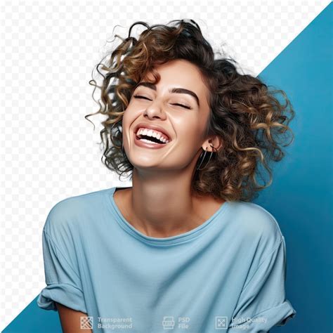 A Woman With Curly Hair Smiles And Smiles Premium AI Generated PSD