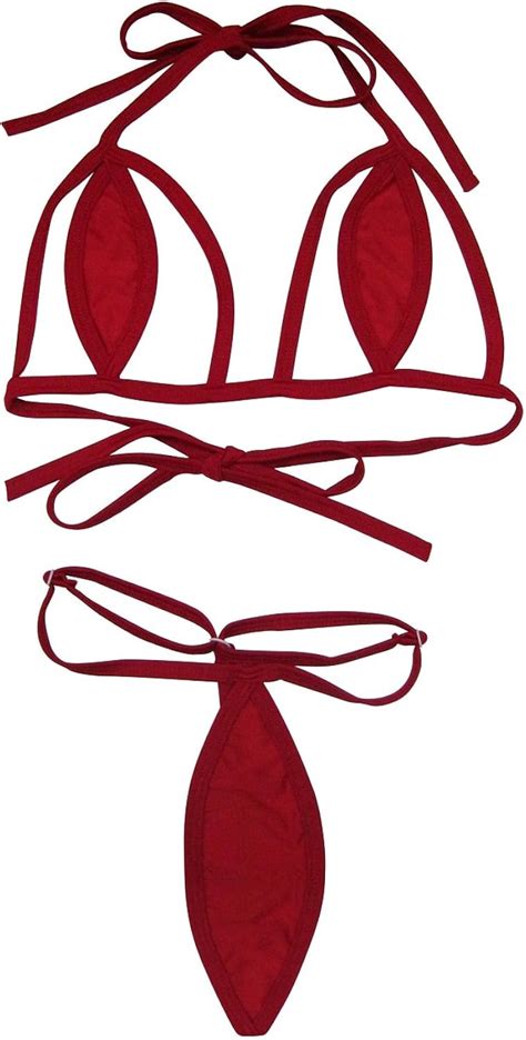 Amazon Skinbikini Women S Cut Out Teardrop Micro Bikini One Size Red Clothing Shoes Jewelry