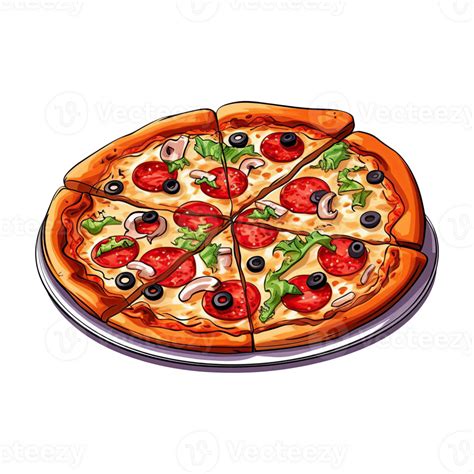 Delicious Italian Pizza Clipart. Cartoon Illustration. 25250413 PNG