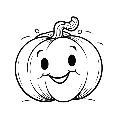 Happy Pumpkin Is To Color Outline Sketch Drawing Vector Cartoon