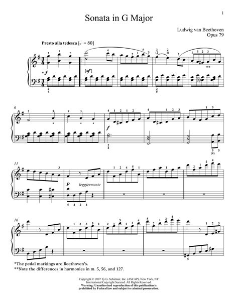 Piano Sonata No In G Major Op By Ludwig Van Beethoven Sheet