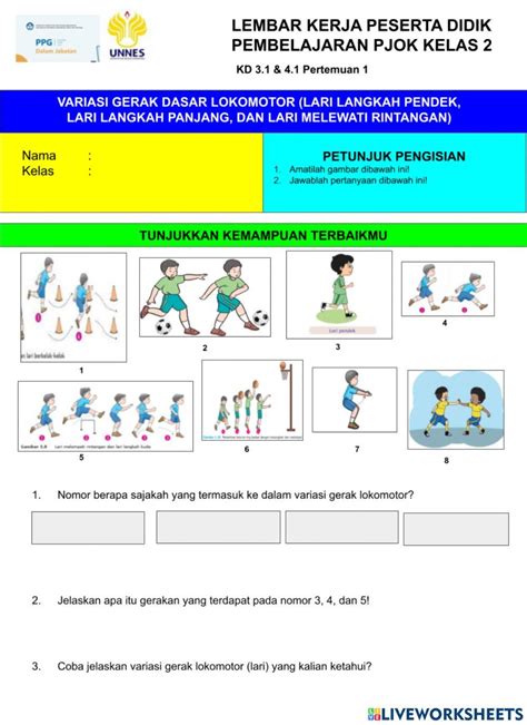 Latian Soal Variasi Gerak Lokomotor Worksheet Live Worksheets