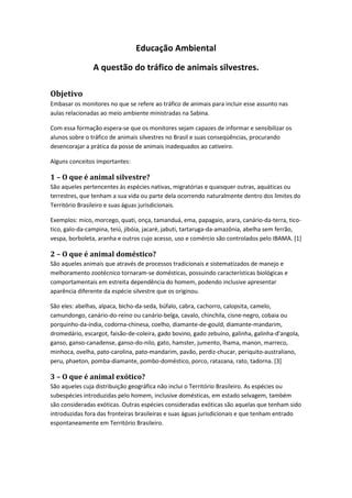 Tráfico de animais texto PDF