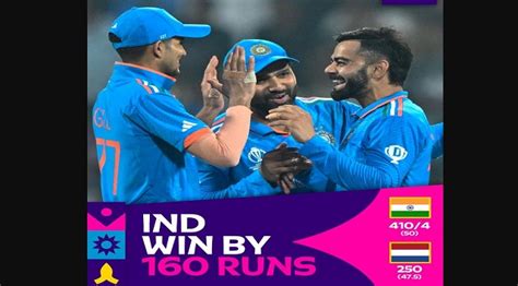 India vs Netherlands, WC 2023: India beat Netherlands by 160 runs