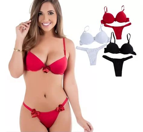 Kit 3 Conjunto De Lingerie De Bojo Calcinha Sensual Sexy MercadoLivre
