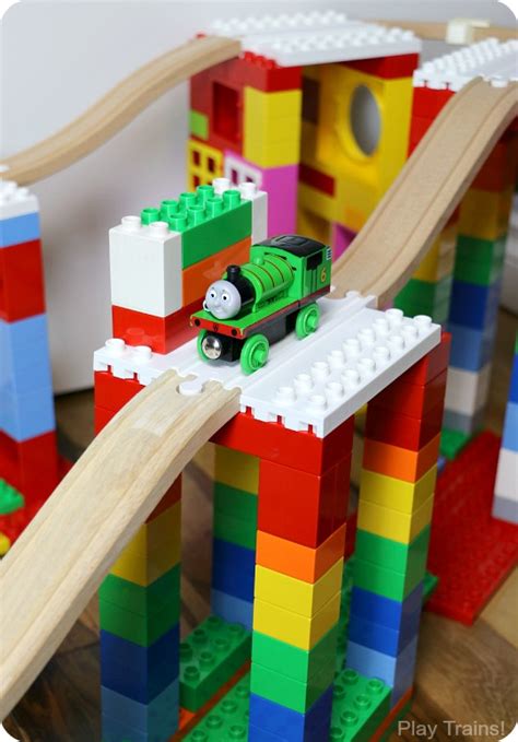 Creative Building Play with DUPLO and Wooden Train Tracks