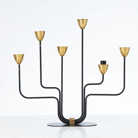 GUNNAR ANDER Candelabra For 6 Candles Ystad Metall 1950s Black