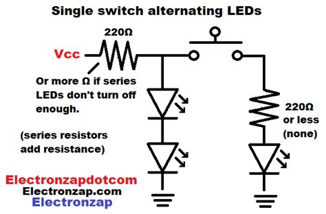 Quick Single Switch Controlled Alternating Flashing Leds Circuit Electronzap