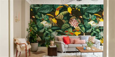 Vintage Floral and Birds Wallpaper | Happywall