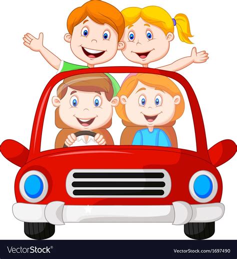 Road trip with family cartoon vector image on VectorStock | Family ...