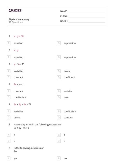 50+ Algebra worksheets for 8th Grade on Quizizz | Free & Printable