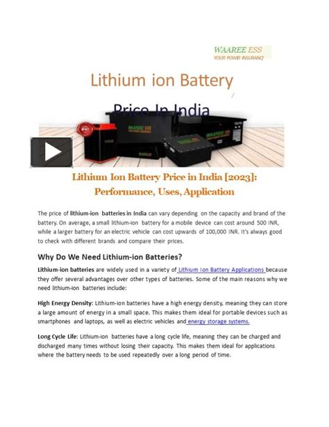 Ppt Lithium Ion Battery Price In India 2023 Powerpoint Presentation