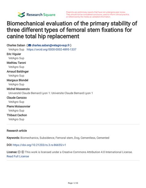 Pdf Biomechanical Evaluation Of The Primary Stability Of Three