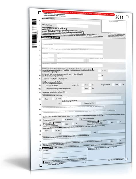 Gewerbesteuererklärung 2011 Formular zum Download