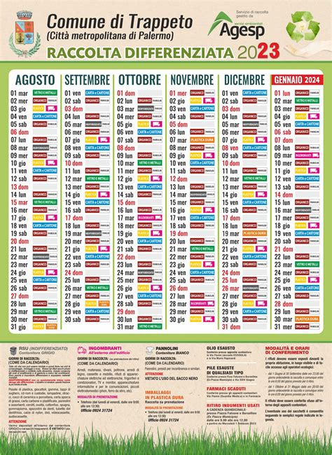 Nuovo Calendario Trappeto Per La Raccolta Differenziata Agesp S