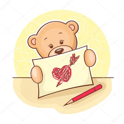 Teddy Bear with drawing heart — Stock Photo © Chistoprudnaya #9977383