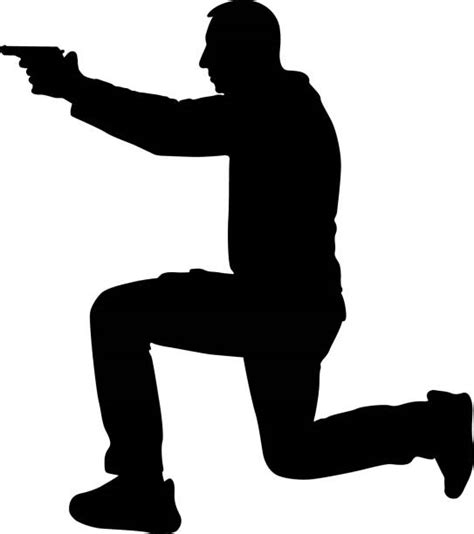 Men Gun Silhouette Kneeling Illustrations Royalty Free Vector Graphics