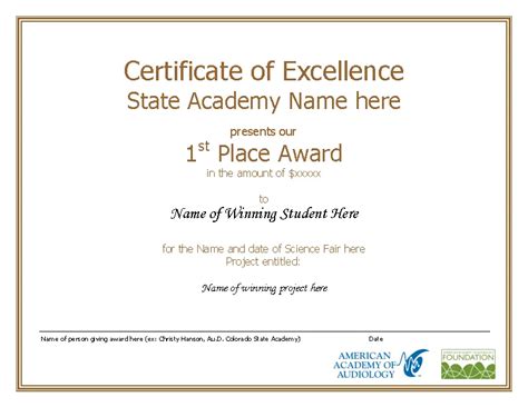 Certificate Of Student Excellence - PDFSimpli