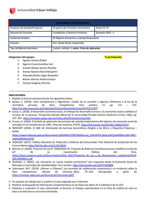 Ficha De Aplicaci N Practicas De Trabajo Material Informativo