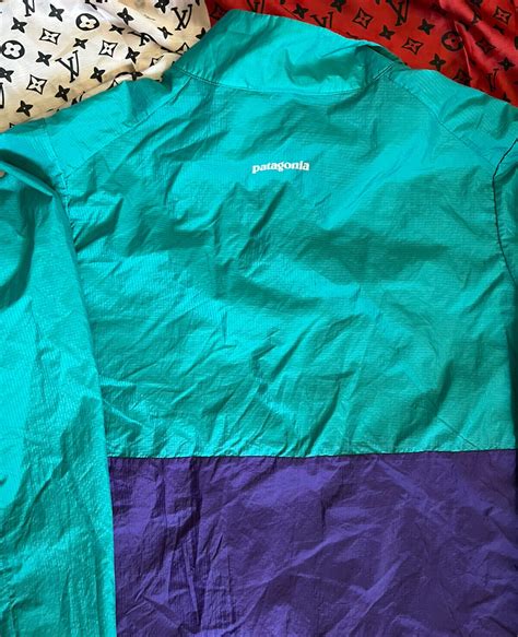 Patagonia Mens Windbreaker Jacket Colorblock Greenpu Gem