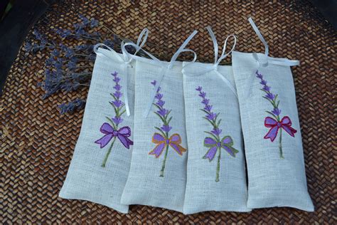 Linen Lavender Bag With Lavender Embroidery Closet Wardrobe Etsy