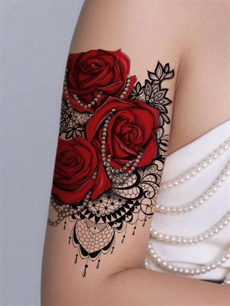 1Sheet Flower Pattern Tattoo Sticker Half Arm Tattoo Sticker Diy Body