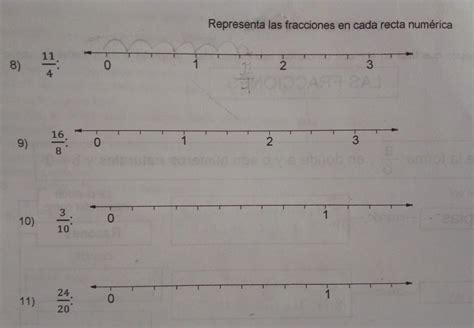 REPRESENTA LAS FRACCIONES EN CADA RECTA NUMERICA11 4 16 83 1024 20