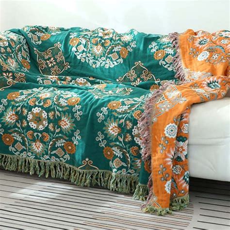 Ownkoti Pattern Reversible Quilt Flower Leisure Quilt Sofa Throw