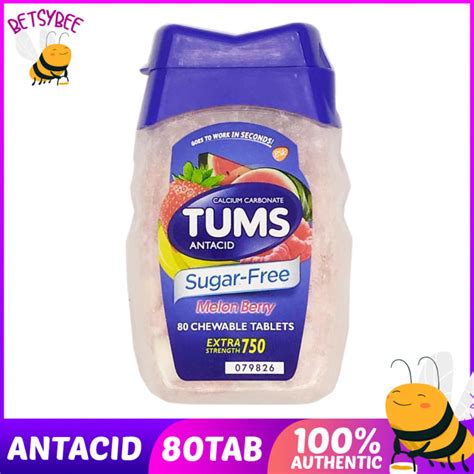 TUMS Sugar Free Antacid Extra Strength 750 Melon Berry 80 Chewable