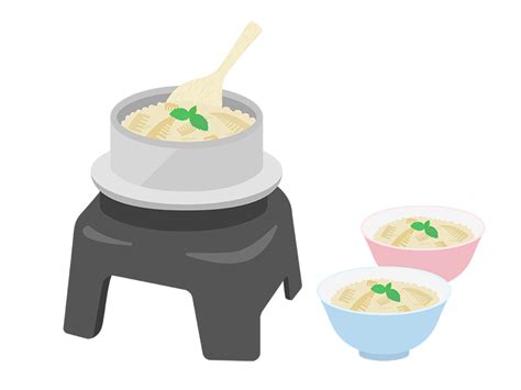 釜で焚いた、炊き込みご飯の無料イラスト イラストセンター