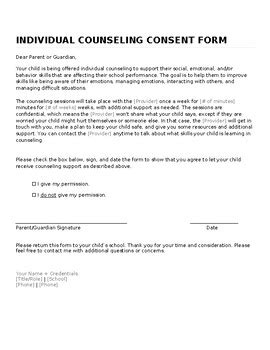 Counseling Consent Forms By New School Consulting TPT