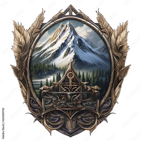 Epic High Fantasy Norse Mythology Viking Nature Themed Logo Coat Of